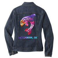 Ketchikan Alaska Se Native American Indian Orca Killer Whale T Shirt Ladies Denim Jacket | Artistshot