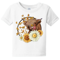 highland cow with sunflowers daisies cow animal farm western t shirt Baby Tee | Artistshot