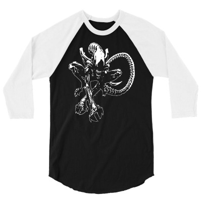 Alien Movie Xenomorph 3/4 Sleeve Shirt Designed By Mdk Art
