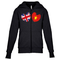 Vietnam Great Britain Heart Uk Flag Vietnamese Flag Heart T Shirt Youth Zipper Hoodie | Artistshot