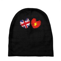 Vietnam Great Britain Heart Uk Flag Vietnamese Flag Heart T Shirt Baby Beanies | Artistshot