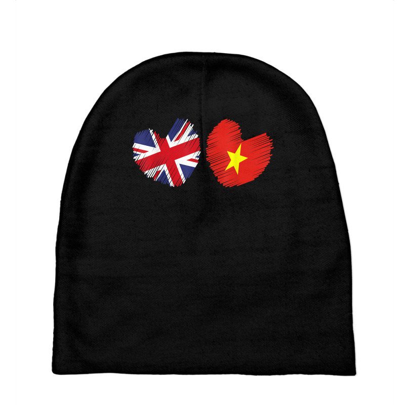 Vietnam Great Britain Heart Uk Flag Vietnamese Flag Heart T Shirt Baby Beanies | Artistshot