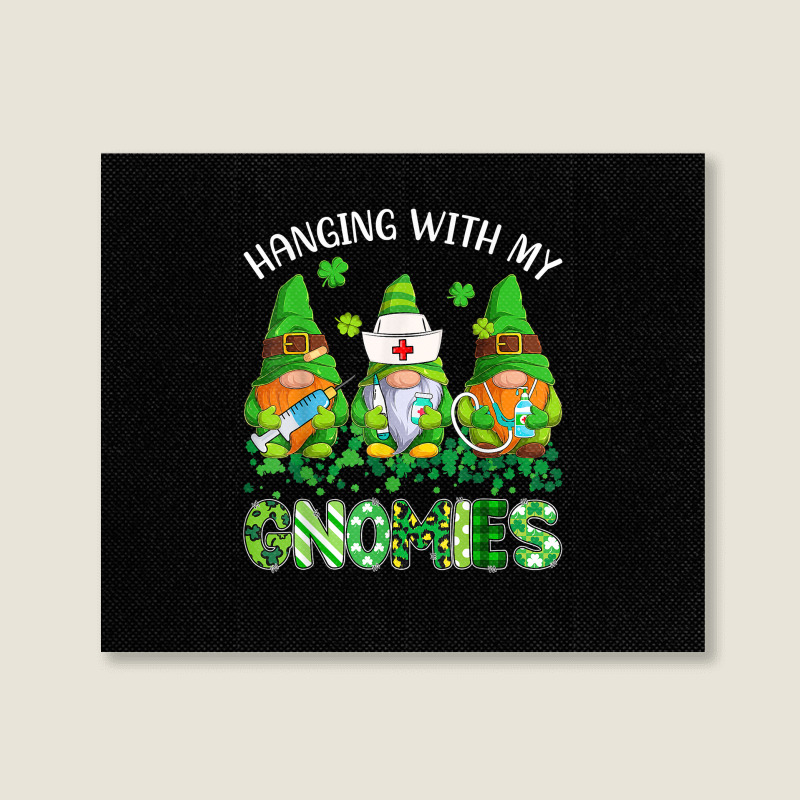 St Patricks Day Hanging With My Gnomies Nurse Stethoscope T Shirt Landscape Canvas Print | Artistshot