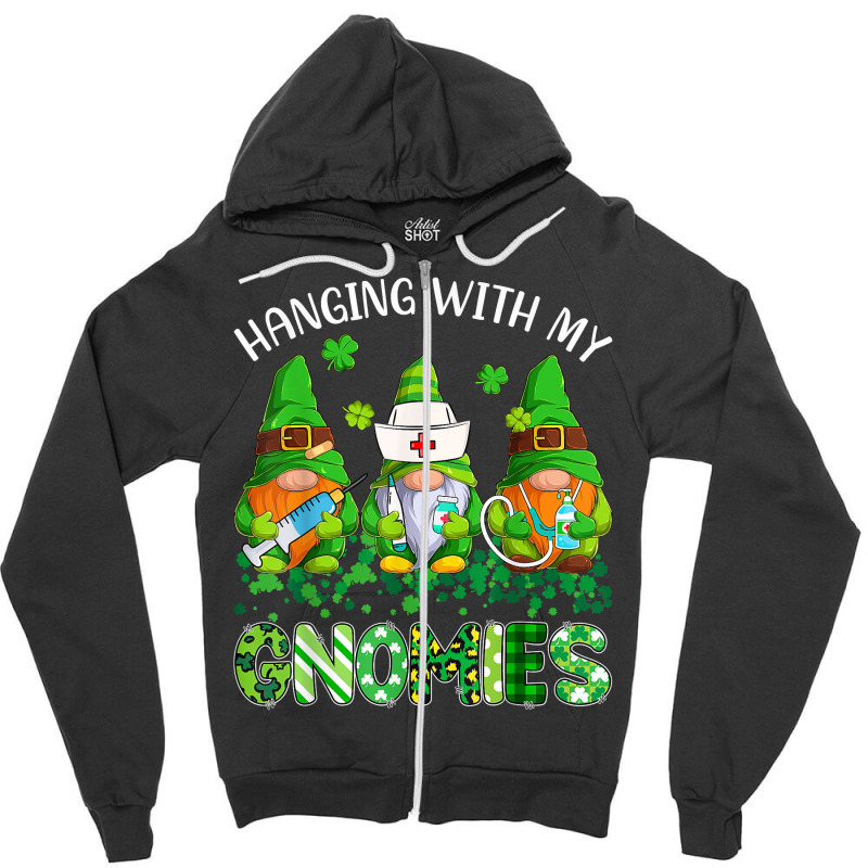 St Patricks Day Hanging With My Gnomies Nurse Stethoscope T Shirt Zipper Hoodie | Artistshot