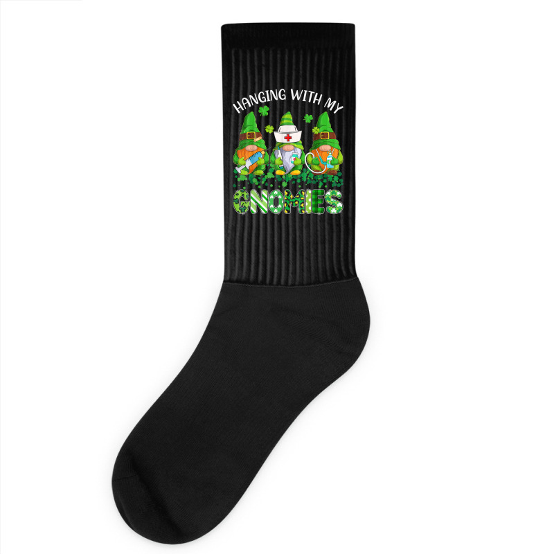 St Patricks Day Hanging With My Gnomies Nurse Stethoscope T Shirt Socks | Artistshot