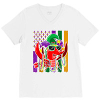 Vintage Crawfish Mardi Gras Costume Carnival Celebration T Shirt V-neck Tee | Artistshot