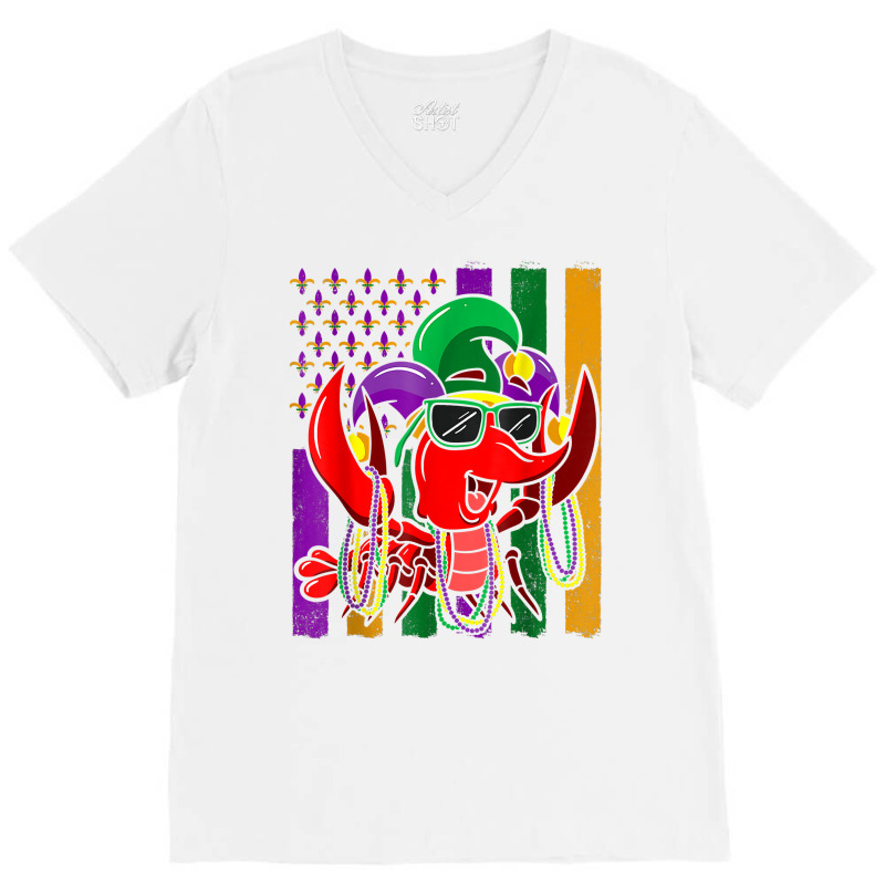 Vintage Crawfish Mardi Gras Costume Carnival Celebration T Shirt V-neck Tee | Artistshot