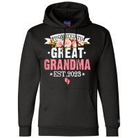 Womens Flowers Promoted To Great Grandma Est 2023 Women Family T Shirt Champion Hoodie | Artistshot