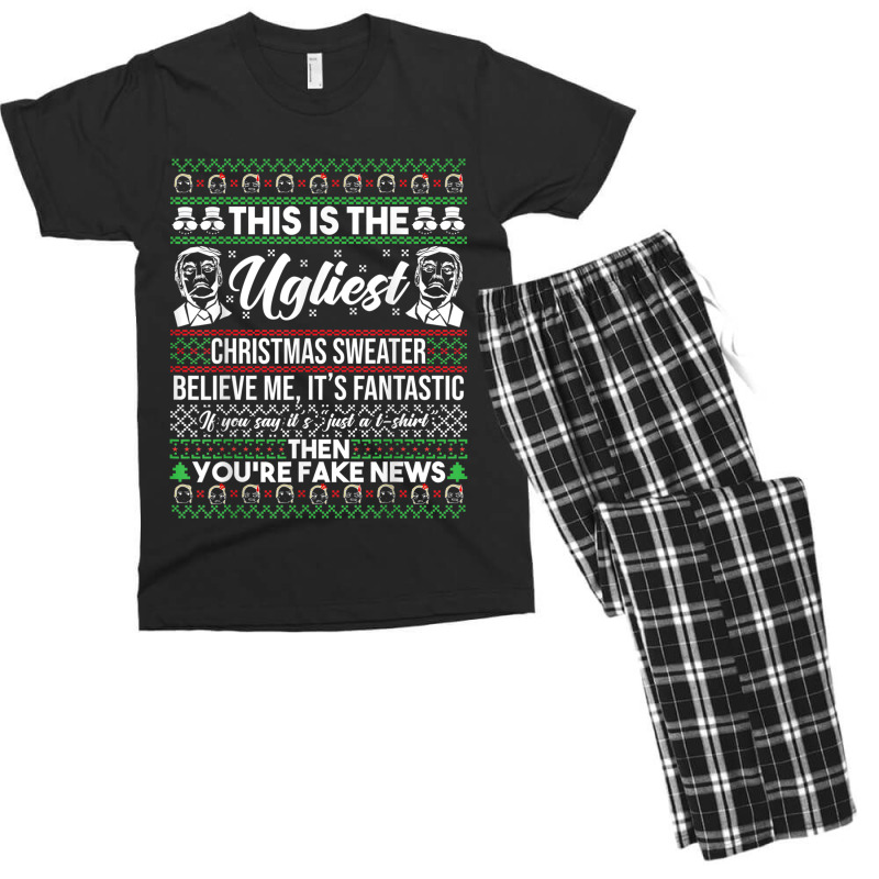 Trump Ugly Christmas Sweater Men's T-shirt Pajama Set | Artistshot