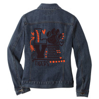 Football Football Iron On Tigersmom Love Tigers Mom Woman Clothing 190 Ladies Denim Jacket | Artistshot