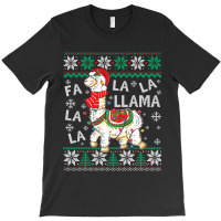 Fa La La Llama Christmas Santa Hat Lights Ugly Sweater 136 T-shirt | Artistshot