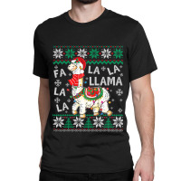 Fa La La Llama Christmas Santa Hat Lights Ugly Sweater 136 Classic T-shirt | Artistshot