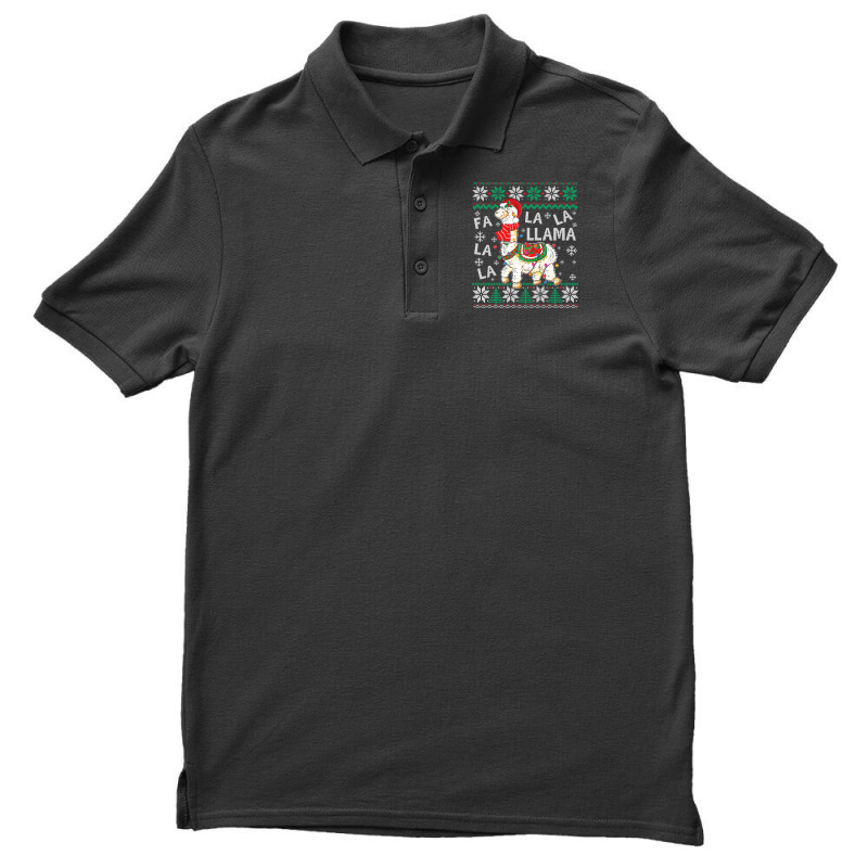 Fa La La Llama Christmas Santa Hat Lights Ugly Sweater 136 Men's Polo Shirt | Artistshot