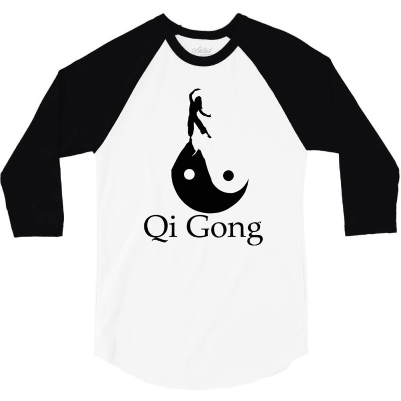 Black Silhouette Art Of Qigong 3/4 Sleeve Shirt by Yesairish | Artistshot