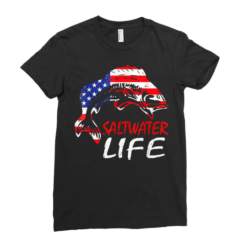 Vintage American Fish Flag Saltwater Life Fisherman Fishing T Shirt Ladies Fitted T-Shirt by FavorRoh | Artistshot