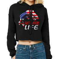 Vintage American Fish Flag Saltwater Life Fisherman Fishing T Shirt Cropped Hoodie | Artistshot