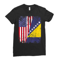 Bosnian Herzegovinian Roots  Half American Flag Bosnia Flag T Shirt Ladies Fitted T-shirt | Artistshot