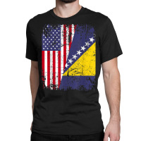 Bosnian Herzegovinian Roots  Half American Flag Bosnia Flag T Shirt Classic T-shirt | Artistshot