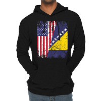 Bosnian Herzegovinian Roots  Half American Flag Bosnia Flag T Shirt Lightweight Hoodie | Artistshot