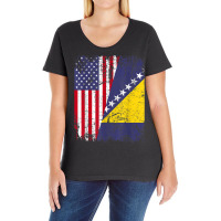 Bosnian Herzegovinian Roots  Half American Flag Bosnia Flag T Shirt Ladies Curvy T-shirt | Artistshot