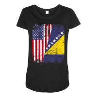 Bosnian Herzegovinian Roots  Half American Flag Bosnia Flag T Shirt Maternity Scoop Neck T-shirt | Artistshot