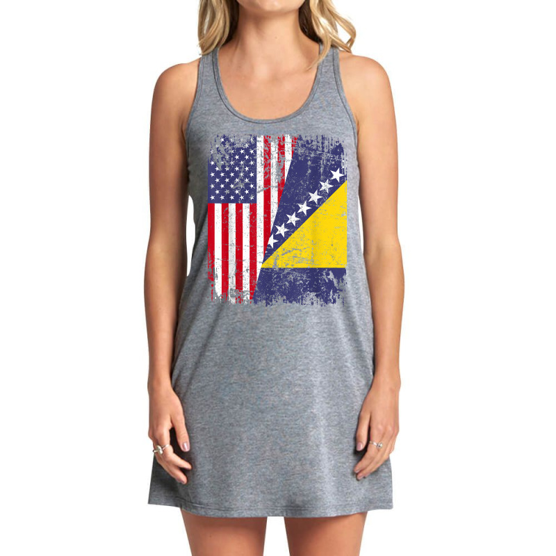 Bosnian Herzegovinian Roots  Half American Flag Bosnia Flag T Shirt Tank Dress by husserllpr | Artistshot