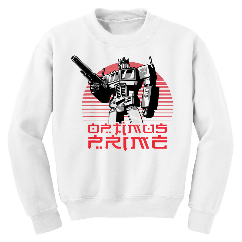 Transformers Optimus Prime Lined Sunset Portrait T Shirt Youth Sweatshirt by cheesebroughbrensen | Artistshot