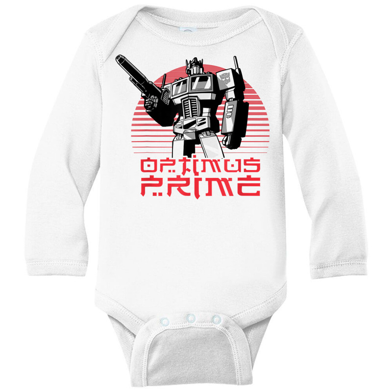 Transformers Optimus Prime Lined Sunset Portrait T Shirt Long Sleeve Baby Bodysuit by cheesebroughbrensen | Artistshot