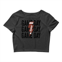 Vintage Game Day Football Lightning Bolt Funny Team Sport Crop Top | Artistshot