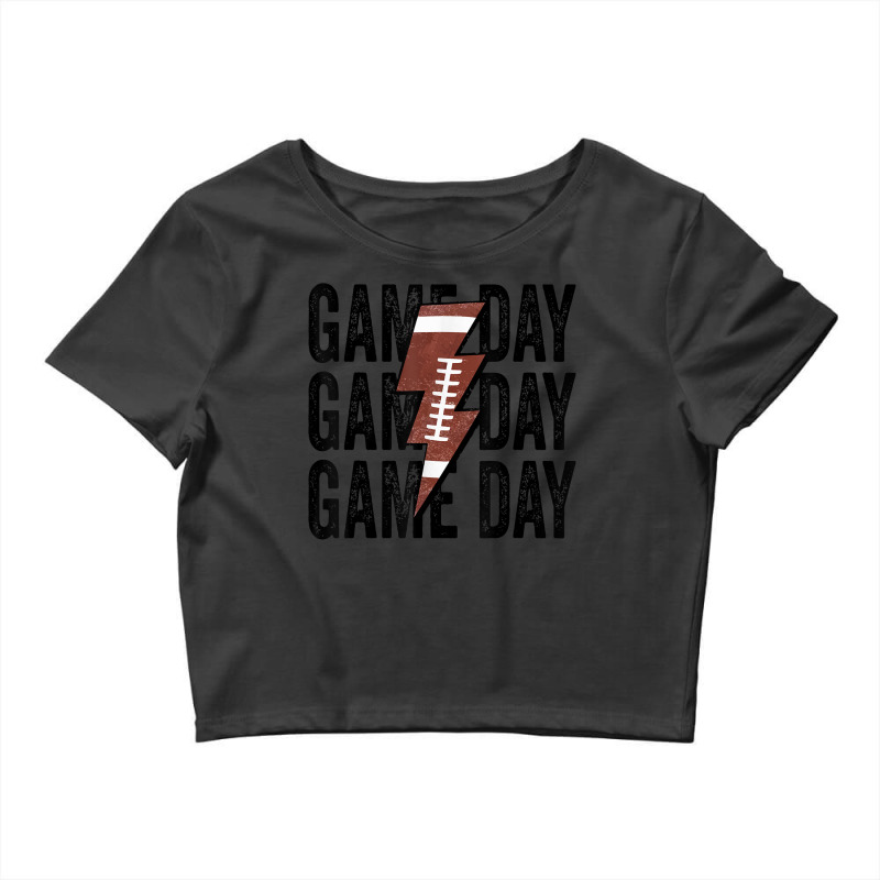 Vintage Game Day Football Lightning Bolt Funny Team Sport Crop Top by Hoang95 | Artistshot