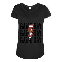 Vintage Game Day Football Lightning Bolt Funny Team Sport Maternity Scoop Neck T-shirt | Artistshot