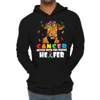 Cancer Messed With The Wrong Heifer Cow Lover Fight Cancer T Shirt Lightweight Hoodie | Artistshot