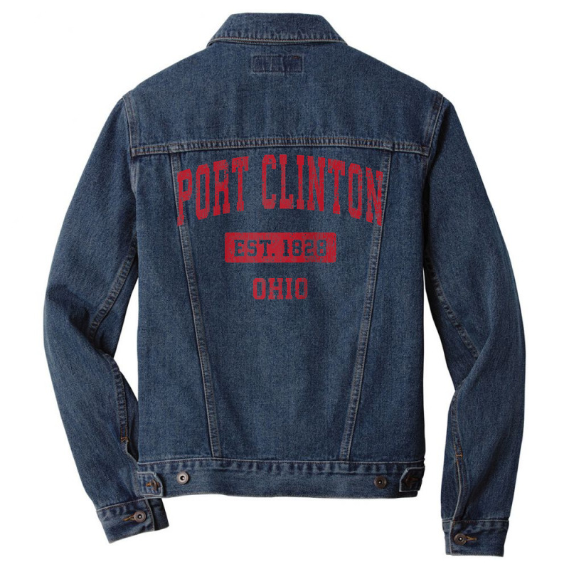 Port Clinton Ohio Oh Vintage Sports Design Red Design Raglan Baseball Men Denim Jacket | Artistshot