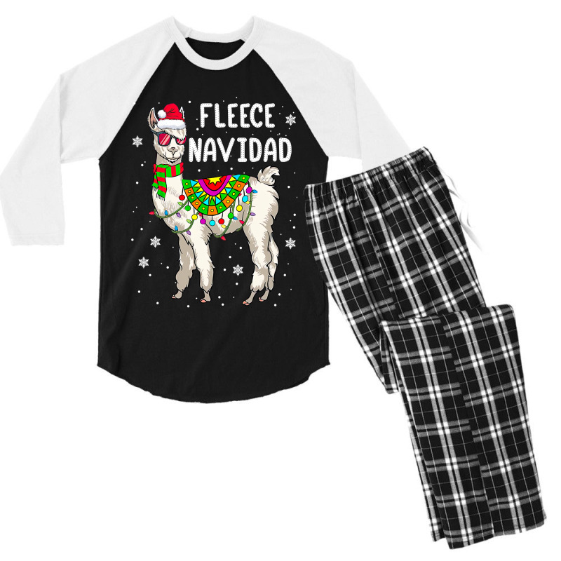 Fleece Feliz Navidad Llama Christmas Cute Xmas Gift 73 Men's 3/4 Sleeve Pajama Set | Artistshot