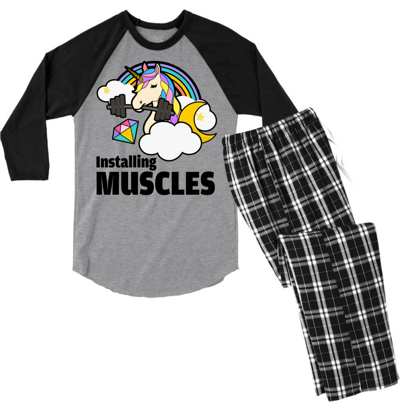 Installing Muscles For Light Men's 3/4 Sleeve Pajama Set by autlu2024 | Artistshot