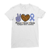 Womens Peace Love Cure Esophageal Cancer Awareness Warrior Fighter V N Ladies Fitted T-shirt | Artistshot