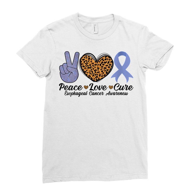 Womens Peace Love Cure Esophageal Cancer Awareness Warrior Fighter V N Ladies Fitted T-Shirt by magbyf | Artistshot