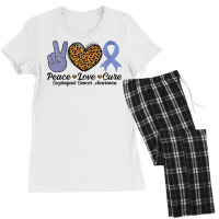 Womens Peace Love Cure Esophageal Cancer Awareness Warrior Fighter V N Women's Pajamas Set | Artistshot