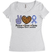 Womens Peace Love Cure Esophageal Cancer Awareness Warrior Fighter V N Women's Triblend Scoop T-shirt | Artistshot