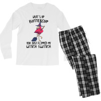 Flamingo Tropical Whats Up Buttercup You Just Flipped My Witch Switch  Men's Long Sleeve Pajama Set | Artistshot