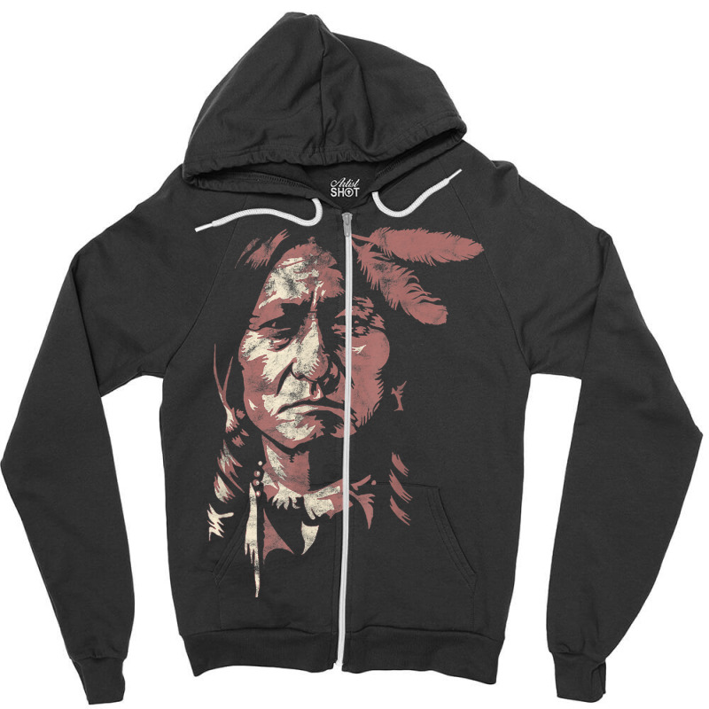 Sitting Bull Native American Chief Indian Warrior Men Women Zipper Hoodie | Artistshot