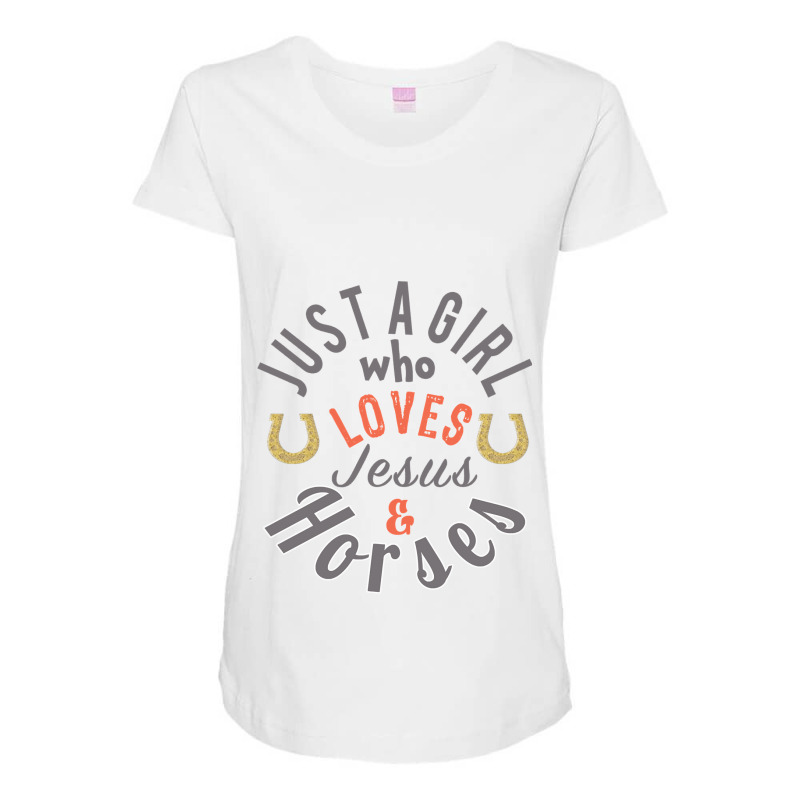 Horse Cute Just A Girl Who Loves Jesus And Horsesdesign Essential Hors Maternity Scoop Neck T-shirt by golferu | Artistshot