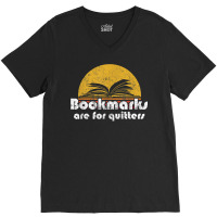 Vintage Reading Book Bookmarks Quitters Sunset Gift T Shirt V-neck Tee | Artistshot