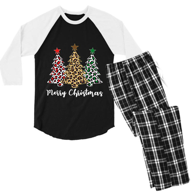 Funny Christmas Tree Leopard Cheetah Print Merry Christmas T Shirt Men's 3/4 Sleeve Pajama Set by Denise_Riemenschneider | Artistshot