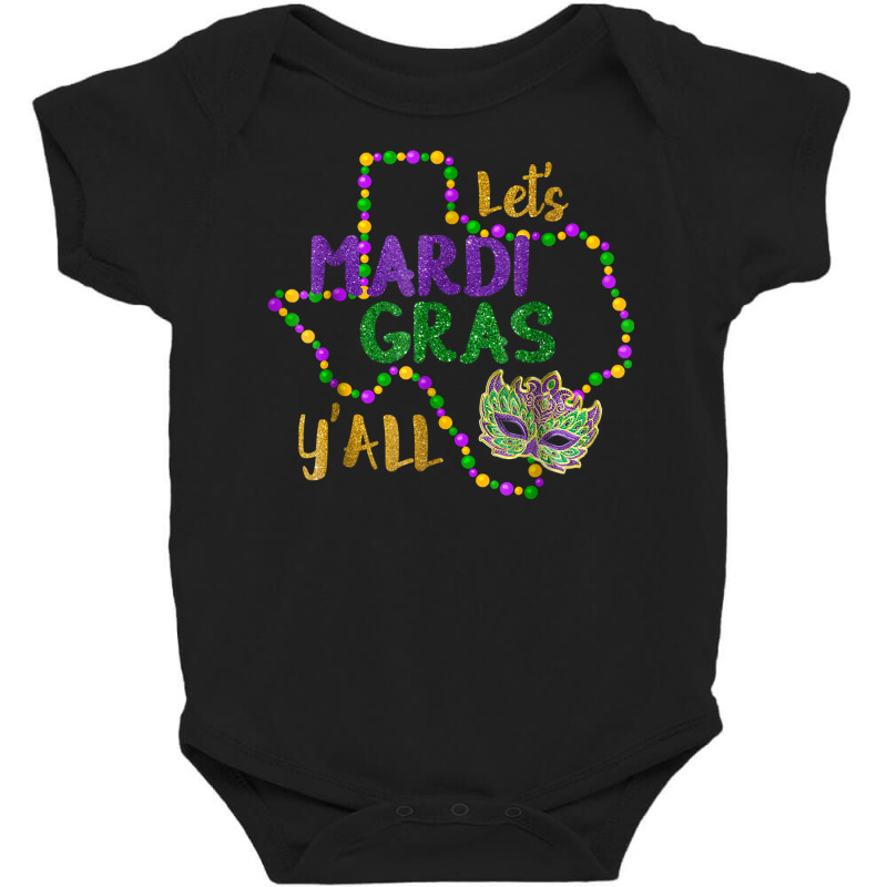 Love Mardi Gras 2022 Y'all Galveston Fun Cute Beads And Mask Long Slee Baby Bodysuit by tognifx | Artistshot