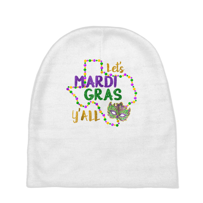 Love Mardi Gras 2022 Y'all Galveston Fun Cute Beads And Mask Long Slee Baby Beanies by tognifx | Artistshot