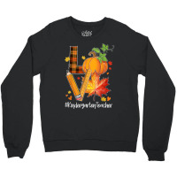 Love Kindergarten Teacher Fall Leaves Autumn Season Pumpkin T Shirt Crewneck Sweatshirt | Artistshot