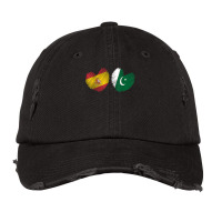 Pakistan Spain Heart Spanish Flag Pakistani Flag Love Heart T Shirt Vintage Cap | Artistshot