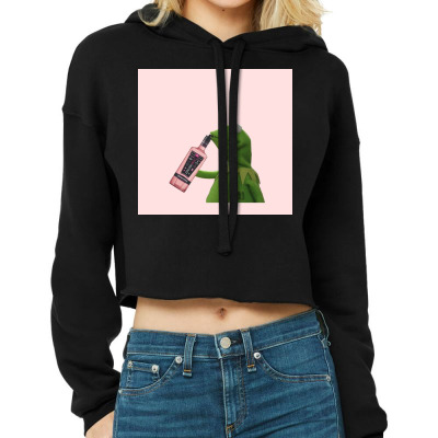 Custom Kermit Sipping Tea Cropped Hoodie By Fleksi551 Artistshot