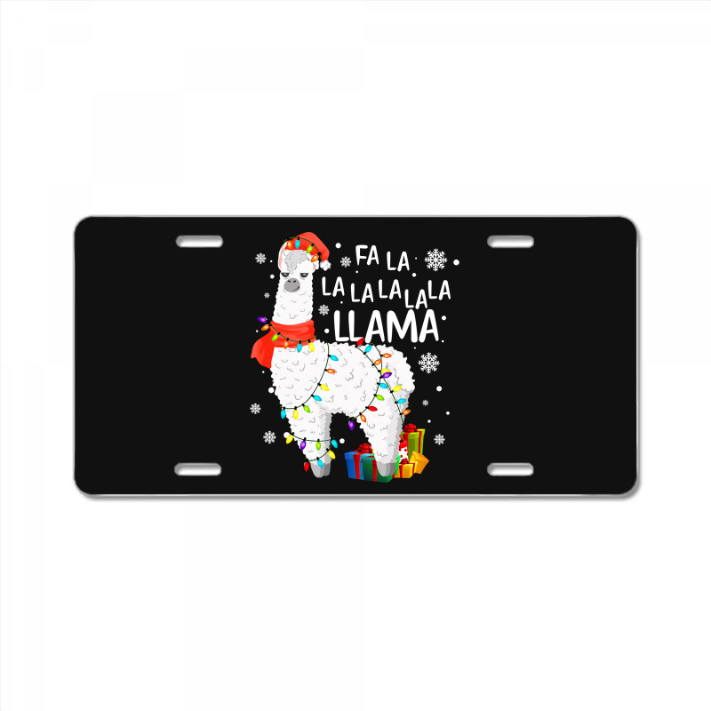 Fa La La Llama Christmas Santa Hat Llama Lover Merry Xmas 68 License Plate | Artistshot